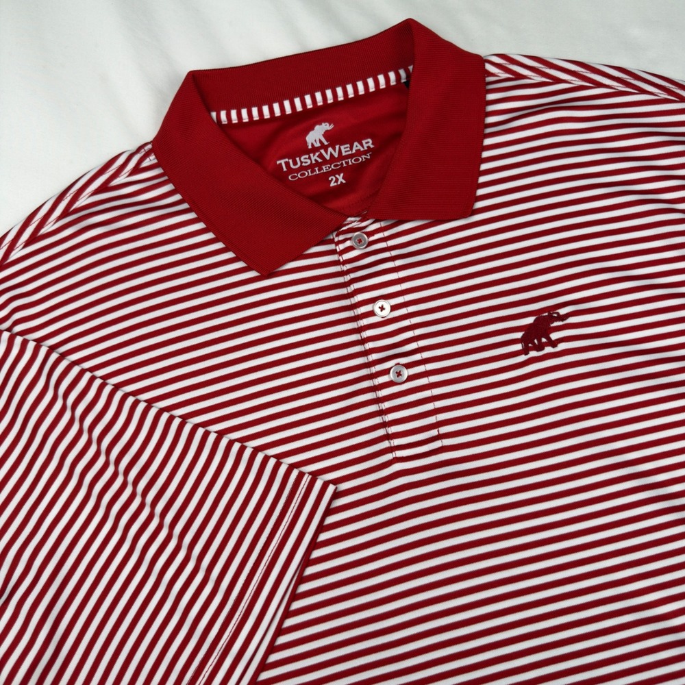 TuskWear Alabama Crimson Tide   Mens 2X Striped Performance Golf Polo Shirt
